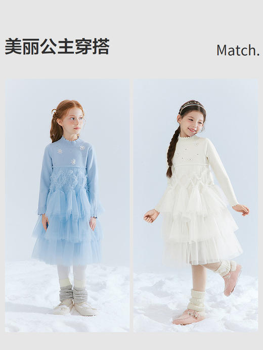 笛莎Deesha 女童厚款连衣裙2025年冬季新款女孩儿童时尚保暖蛋糕裙 商品图2