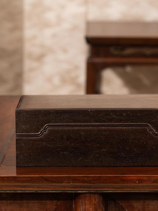 清	紫檀委角起线文房盖盒 商品图1