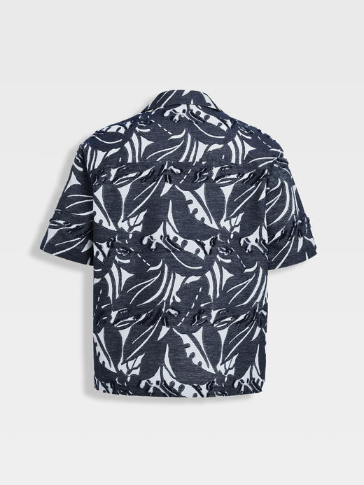 callisto藏青进口轻质仿牛仔面料艺术叶纹外套 商品图1