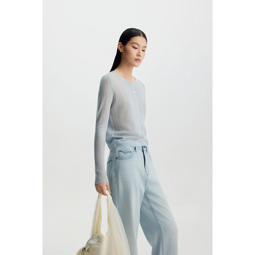 商场同款PURE TOUCH女装26春夏新款针织开衫圆领镂空外搭罩衫 商品图9