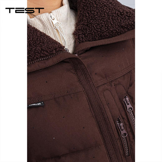 冬上新咖色短款羽绒服羊羔毛翻领加厚保暖棉外套2254218 商品图2