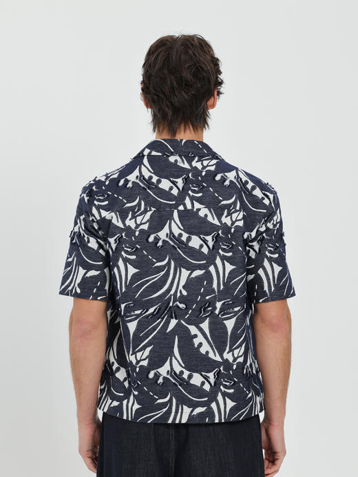 callisto藏青进口轻质仿牛仔面料艺术叶纹外套 商品图4