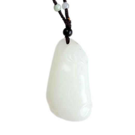 【天然正品】天然俄料一级白油润度佳福瓜造型和田玉（福气满满）吊坠项链55.7*29.4*18.1MM（皆取最大值）301225NJM10 商品图0