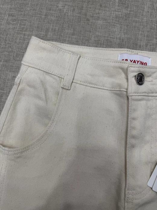 F011633新款浅色米色休闲直筒裤高腰棉牛仔裤 商品图9