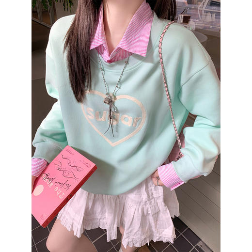 <曾小咸推荐>2.24现货秒杀 ！微信超特价！韩系衬衫领假两件卫衣 日常219.99 立减130 秒杀89.99！！ 商品图1