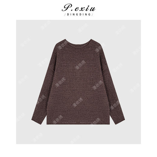 04-2潘依绣丁丁宠粉100棉宽松慵懒镂空圆领长袖针织毛衣L2686 商品图1