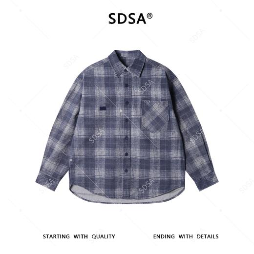 12706SDSA男士秋冬新款痞帅男装时尚简约扎染格子翻领长袖衬衫百搭宽松 商品图1