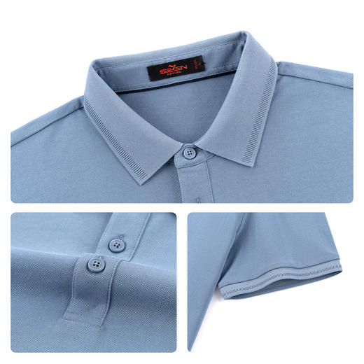 【10A抗菌2A防螨/不变形领】柒牌男装2026春夏提花透气短袖POLO衫130T70170 商品图3