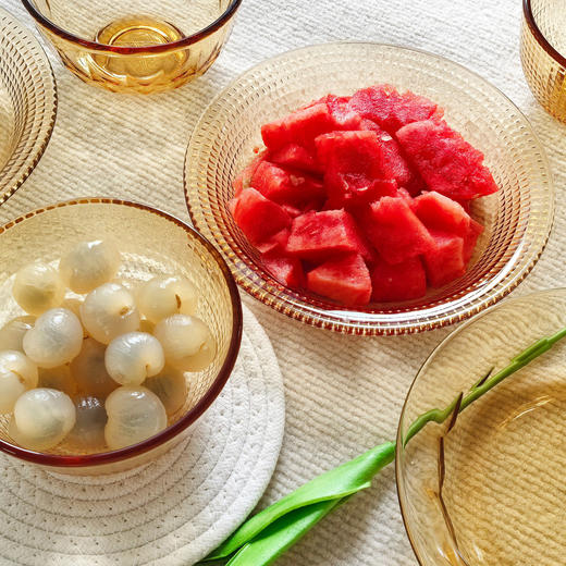 美尘May C 琥珀色晶炫细条纹餐具套装 高硼硅冷热双用 可微波炉烤箱 商品图6