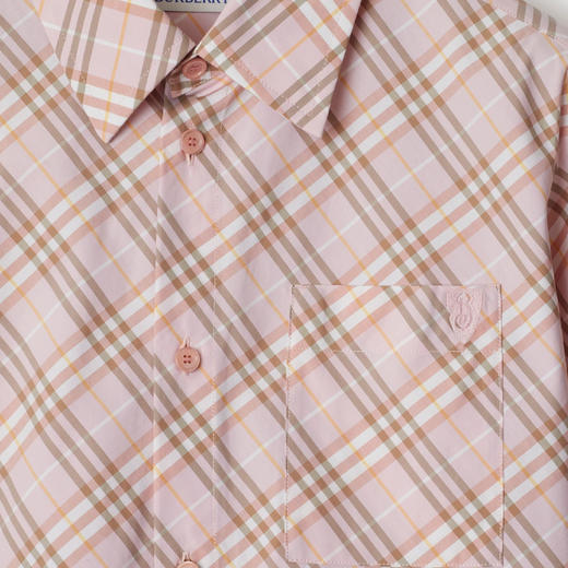 【一】BURBERRY 巴宝莉 女士 B 字型盾牌刺绣格纹棉质长袖衬衫 格子 8101134 C2143 商品图1