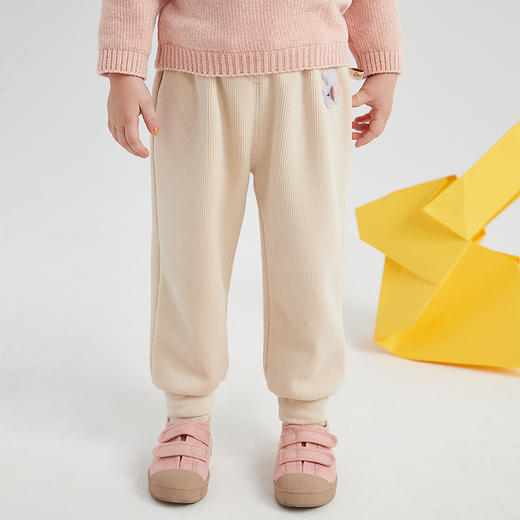 笛莎Deesha 婴幼女童2025冬新款宝宝长裤束脚防风 奥利绒保暖运动裤 商品图0