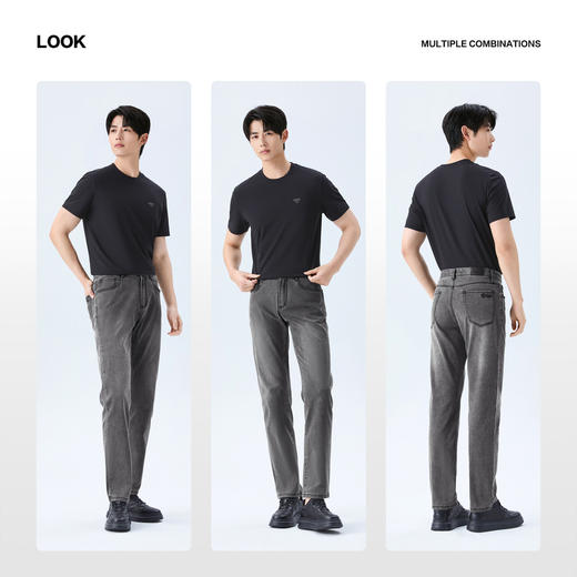 【莱卡】柒牌男士2026春季洗水牛仔长裤柔软舒适时尚洗水男装裤子130H70980 商品图2