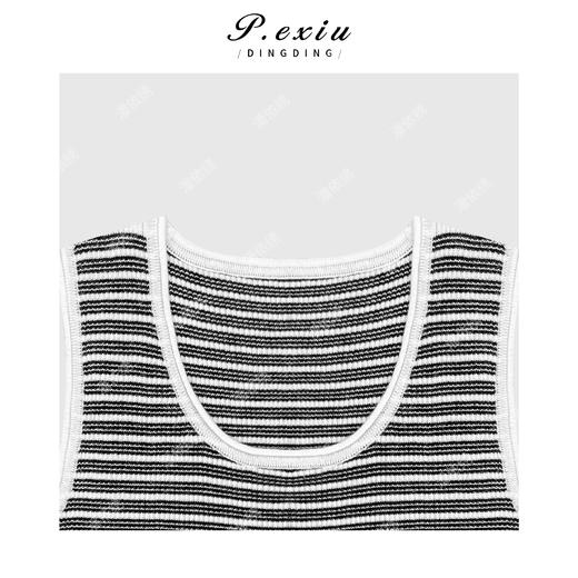 04-1潘依绣丁丁宠粉韩系U领无袖条纹针织马甲Q80661 商品图2