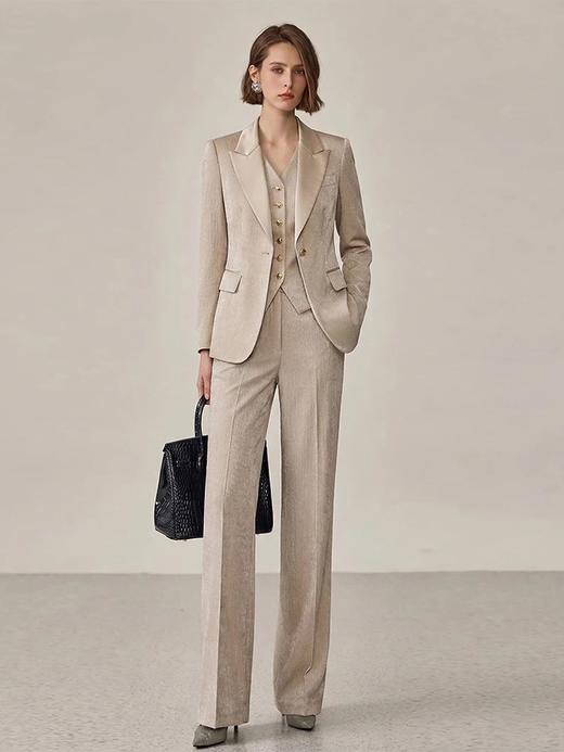 IWY/轻奢金丝肌理感槟色西装套装女新款播音主持人正装马甲三件套职业装正式场合WCVP339 商品图2