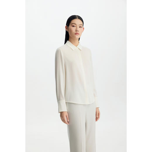 商场同款PURE TOUCH女装26春夏新款桑蚕丝白衬衫翻领长袖通勤衬衣 商品图5