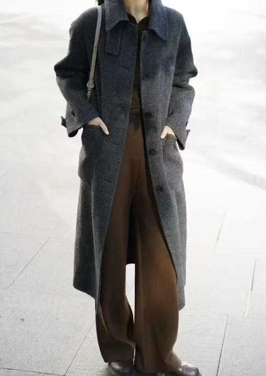 118-2小禾女士灰色羊驼毛呢大衣 丰盈蓬松轻盈柔软 胖瓜穿6码 商品图7