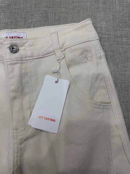 F011633新款浅色米色休闲直筒裤高腰棉牛仔裤 商品图10