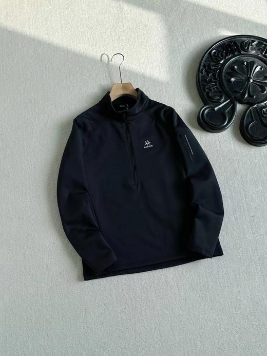 F011605男款立领半开胸内胆半拉链吸湿排汗保暖户外登山徒步上衣 商品图1