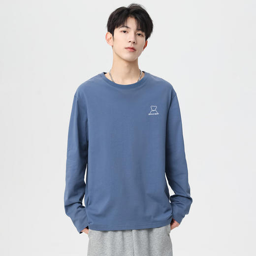 GXG男装【胸口小熊】春季简约时尚百搭情侣款圆领长袖T恤K&C 商品图6