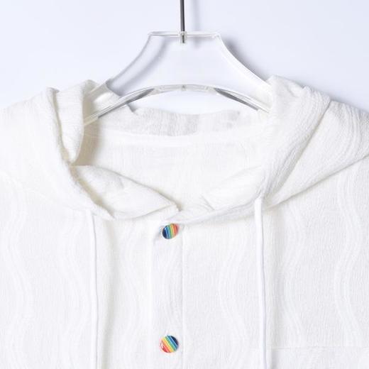 2130SDSA秋冬新款痞帅男装韩版简约波浪线设计纽扣连帽衬衫百搭休闲 商品图2