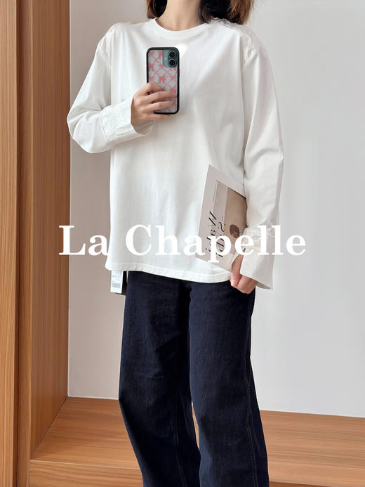 拉夏贝尔/La Chapelle圆领撞色国风上衣！棉感透气舒适 商品图2