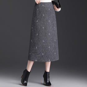 「自」全新升级【铂金会员146/天猫199/差价53】(13952)洛诗琳蝴蝶结刺绣毛呢半身裙2025秋冬新款高腰A字中长直筒裙