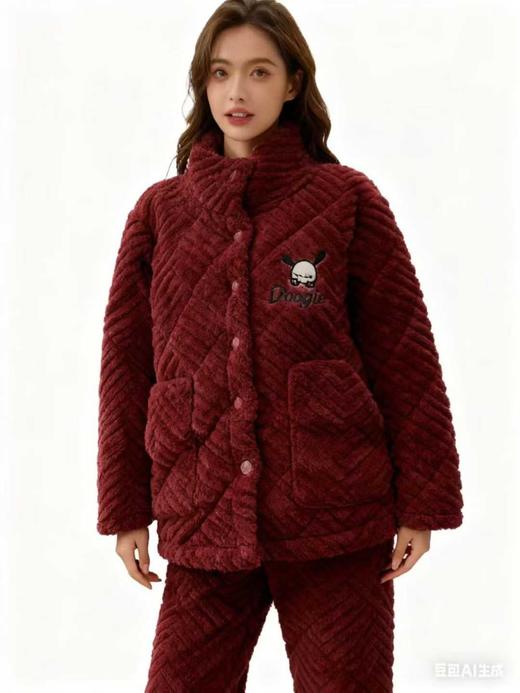 【YW】无忧购“清仓福利”秋冬季三层加厚珊瑚绒夹棉卡通可爱女士睡衣套装（截单后3-5天发货) 商品图3