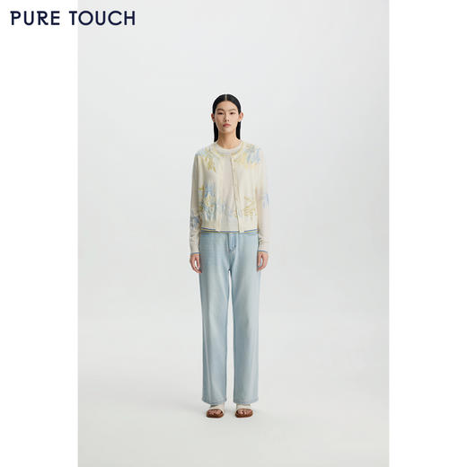商场同款PURE TOUCH女装 26春夏新款羊毛针织开衫圆领印花开襟衫 商品图3