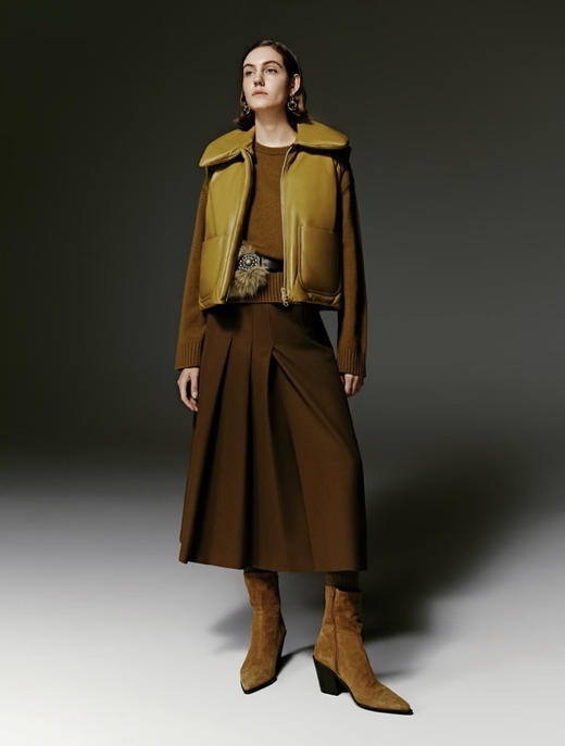 118-1宋佳同款 匈牙利鹅绒 芥末黄 亮面马甲 胖瓜穿L 商品图5