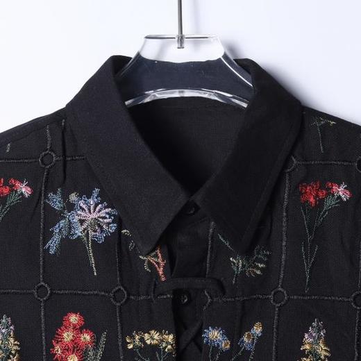 SDSA男士秋冬新款痞帅男装国潮重工彩色刺绣花卉翻领长袖衬衫百搭 商品图1