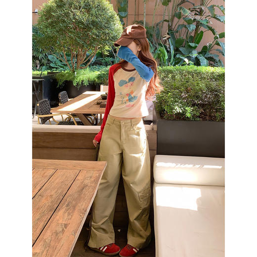 <曾小咸推荐>3.14现货秒杀 ！微信超特价！韩系涂鸦撞色长袖t恤 日常139.99 立减70 秒杀69.99！！ 商品图3