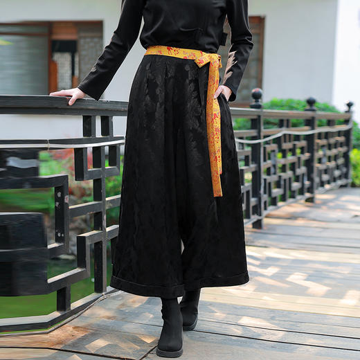 【2026春节款-现货】墨绽金羁民族风阔腿裤  商品图1