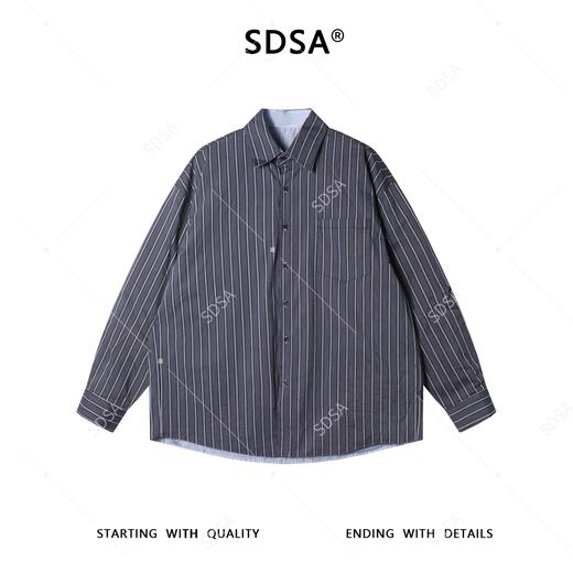86000SDSA男士秋冬新款痞帅男装简约休闲竖纹设计衬衫衬衫百搭休闲衬衣 商品图1