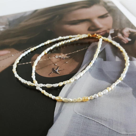 【天然正品】AU750黄金镶天然混彩巴洛克海水珍珠小米珠项链42CM（长度可调节）311225NJM67特价：520 商品图4