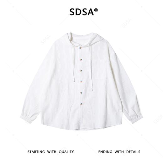 2130SDSA秋冬新款痞帅男装韩版简约波浪线设计纽扣连帽衬衫百搭休闲 商品图1