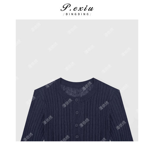 04-2潘依绣丁丁宠粉韩系简约圆领半开扣针织衫Q63071 商品图2