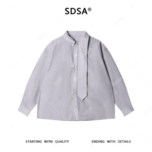 SDSA男士秋冬新款痞帅男装韩版纯色领带衬衫百搭宽松简约休闲衬衣 商品图0