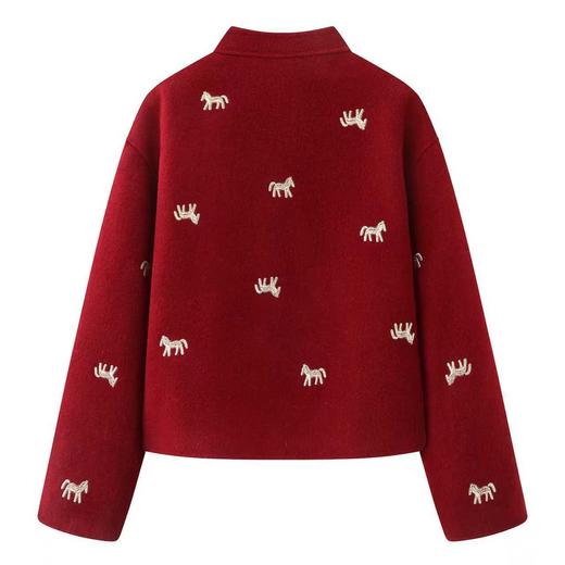 【来点不一样的】可意会不可言传～马到成功！东方美！2026金线小马刺绣羊毛羊绒天丝新中式双面毛呢外套！ 商品图2