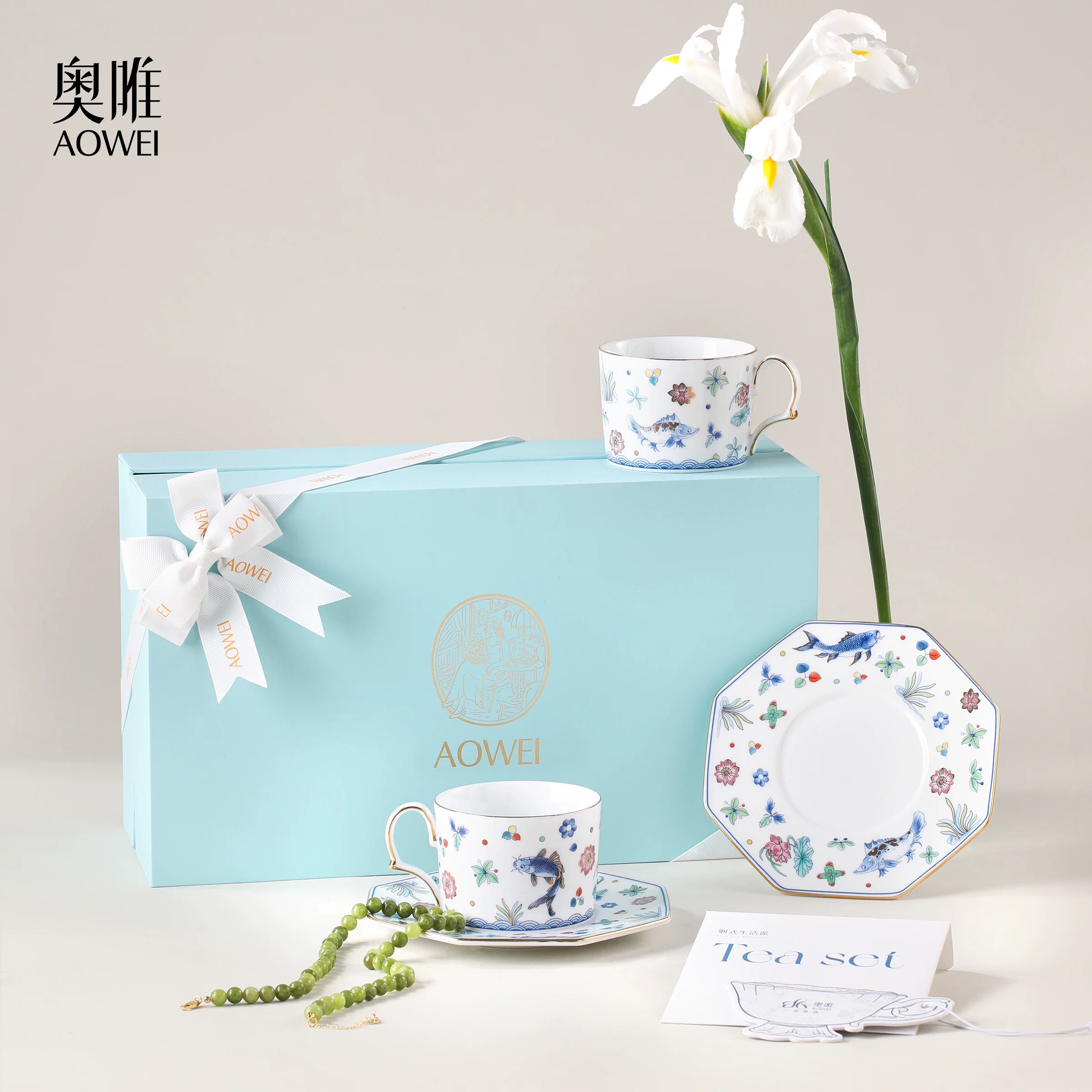 【荷为贵】景德镇礼物 奥唯 荷为贵 一壶四杯茶壶茶杯 下午茶组合 乔迁送礼 咖啡杯套装