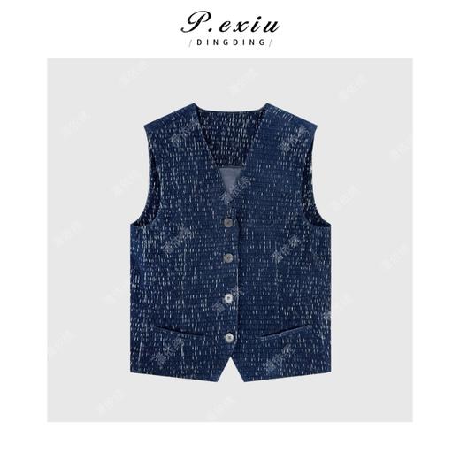 PanYiXiu/潘依绣【秀场】花纱撞色人丝无袖马甲背心排扣外套M8992 商品图1