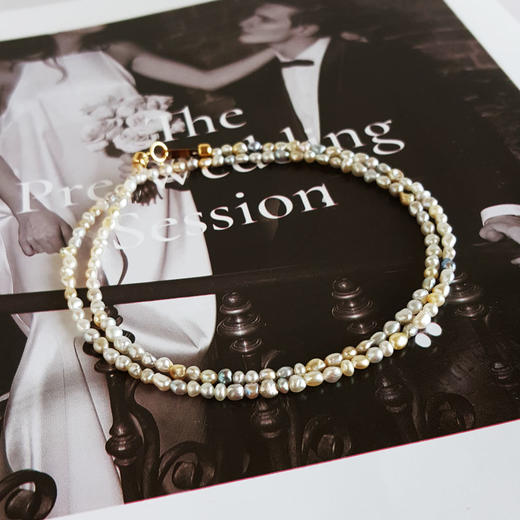 【天然正品】AU750黄金镶天然混彩巴洛克海水珍珠小米珠项链40CM（长度可调节）311225NJM68特价：520 商品图2