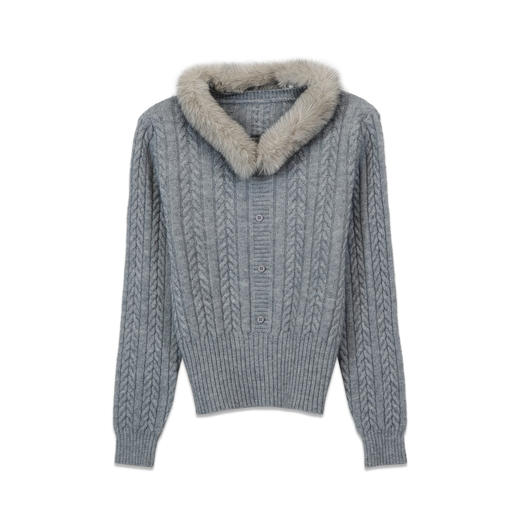 极简毛领麻花毛衣-纪念日百货门店同款168794895 商品图4