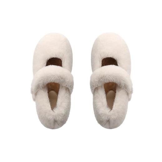 【仙女一脚蹬加绒保暖毛毛鞋】外穿平底一字带圆头豆豆单鞋女秋冬季 商品图4