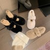 【仙女一脚蹬加绒保暖毛毛鞋】外穿平底一字带圆头豆豆单鞋女秋冬季 商品缩略图3