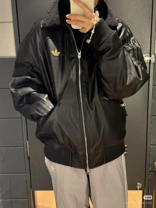 F011622仿皮翻领美式复古保暖运动翻领长袖皮衣夹克外套 商品图2