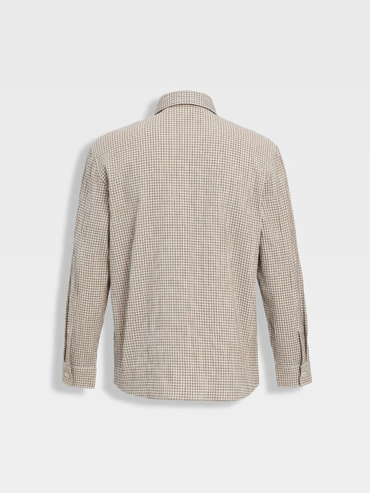 callisto卡其进口泡泡纱格纹休闲衬衫 商品图1