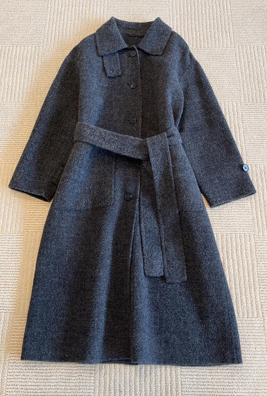 118-2小禾女士灰色羊驼毛呢大衣 丰盈蓬松轻盈柔软 胖瓜穿6码 商品图8