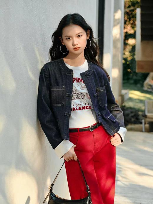 F011634新款女装新中式盘扣圆领短款牛仔外套 商品图3