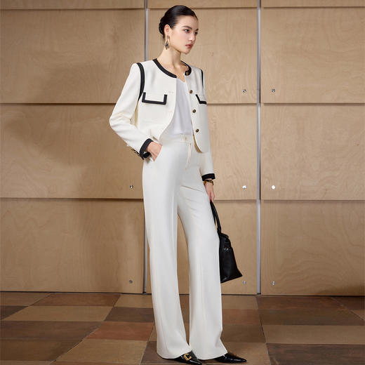 IWY/高级感黑白撞色西装套装女米白色阔腿裤通勤高级感职业装CP2723 商品图3