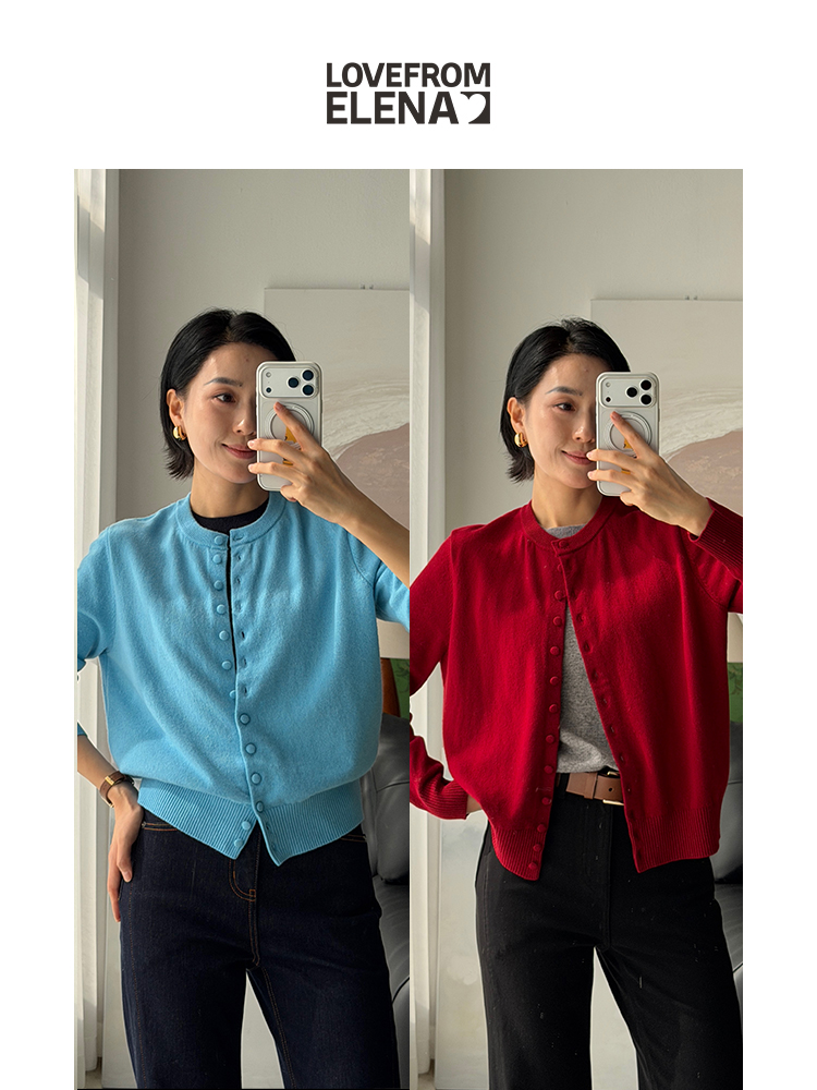 100%羊毛 假两件圆领针织衫